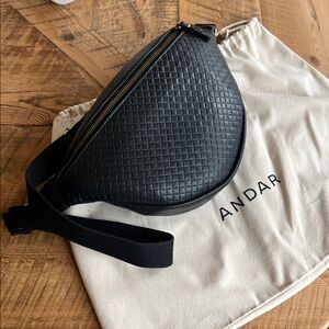 Andar Tatum Jet Black Woven Crossbody Bag